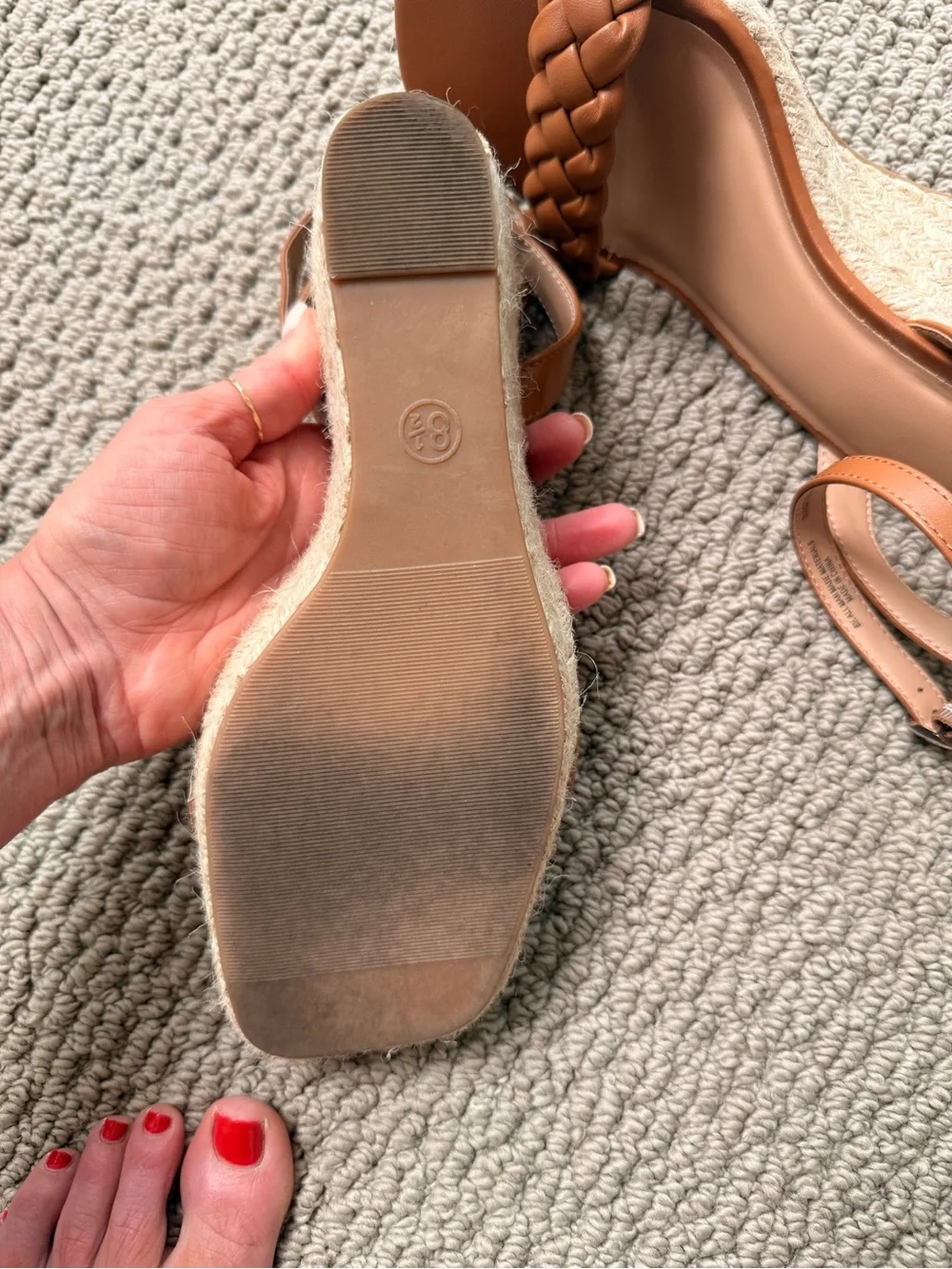 a new day Tan Braided Strap Wedge Sandals